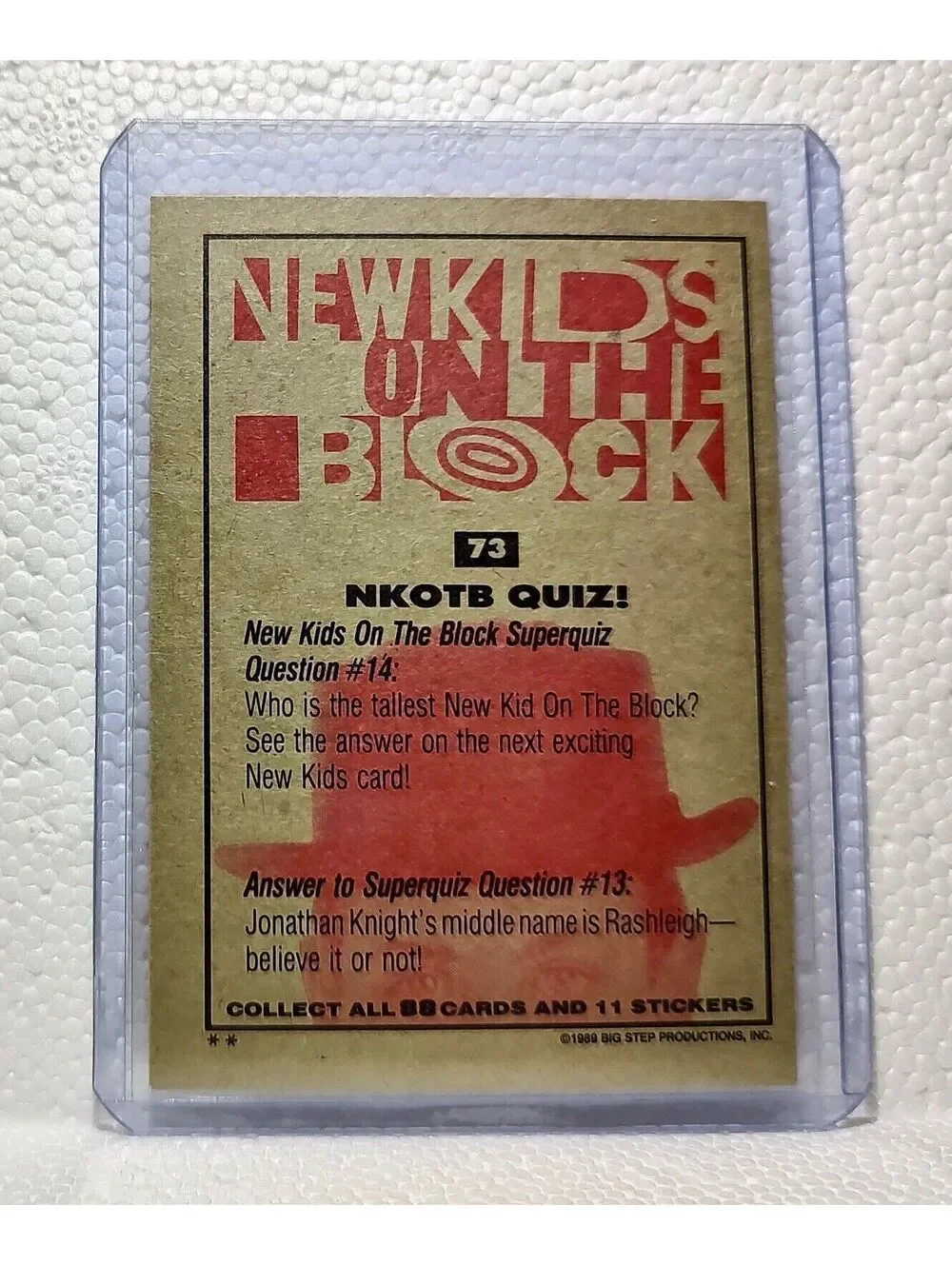 NKOTB Quiz! 1989 New Kids on the Block #73 Trading Card